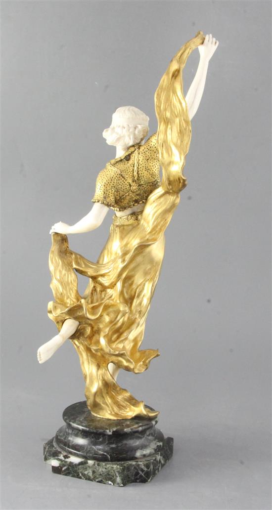 Affortunato Gori (1895-1925). A gilt bronze and ivory figure of an Middle Eastern dancer, height 17.5in.